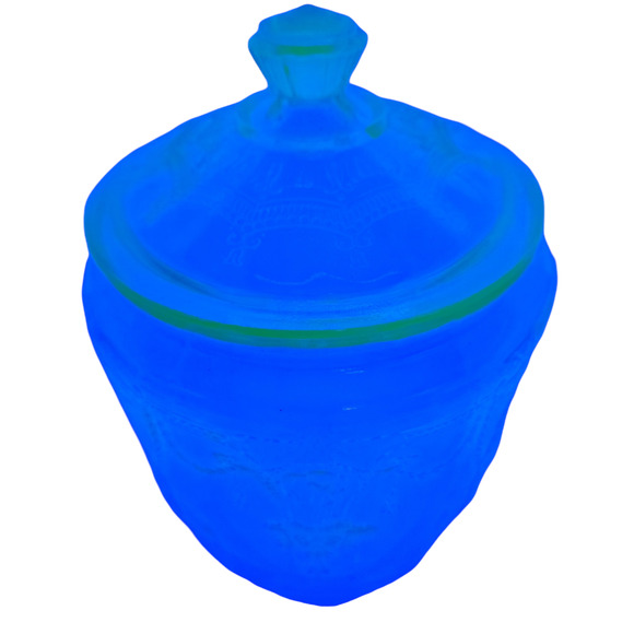 Anchor Hocking Green Uranium Glass Cameo Ballerina Biscuit Cookie Jar W/Lid - Picture 6 of 6